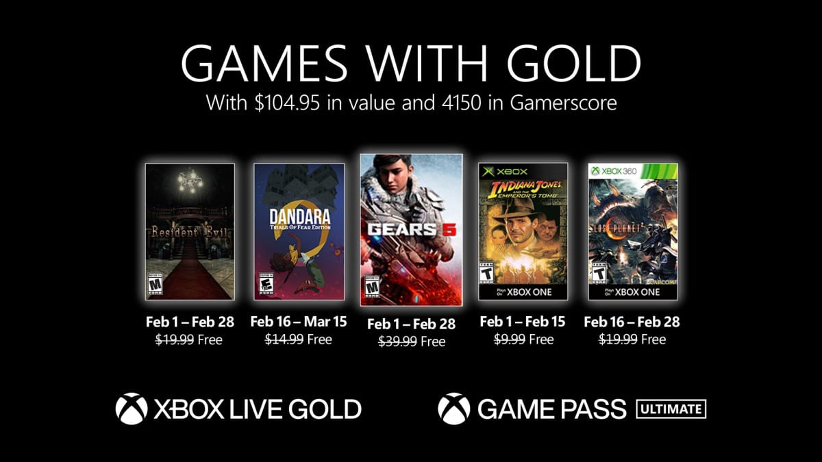 O benefício Games with Gold de fevereiro de 2021 traz cinco jogos.