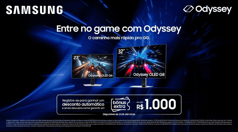 Monitores Samsung OLED G8 e OLED G6